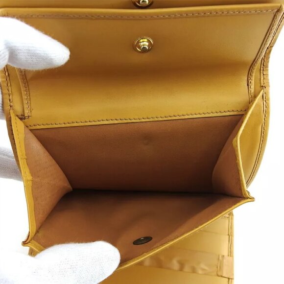 CELINE tri-fold wallet Macadam beige PVC ?~ leather Authentic used - Picture 8 of 10